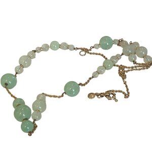 J CREW GREEN GLASS GREEN BEADS CHAIN NECKLACE15"